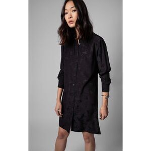 NWT Zadig & Voltaire 100% Silk Rais Cut Blouse Tunic Shirt Dress Shirt Women 's